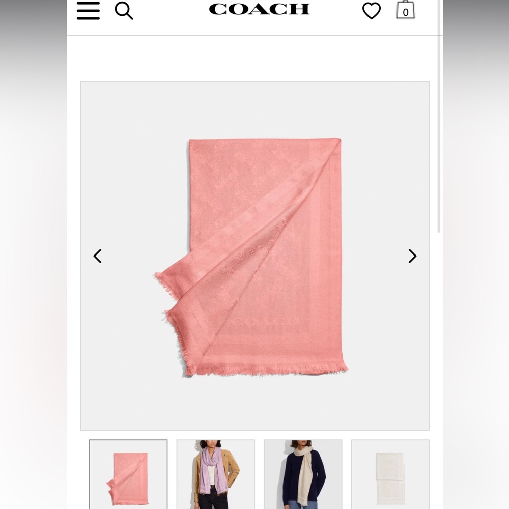 NWT Coach Horse & Carriage Print Jacquard Stole style# C2501 color Candy Pink